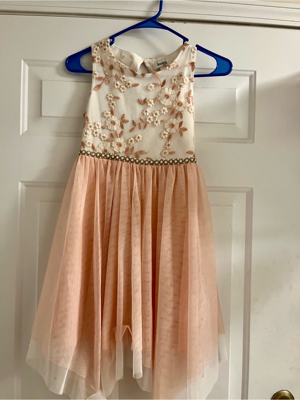 Speechless Peach and Ivory Floral Appliqué Party Dress